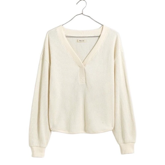 Madewell Brushed Waffle V-Neck Tee - Picture 1 of 6